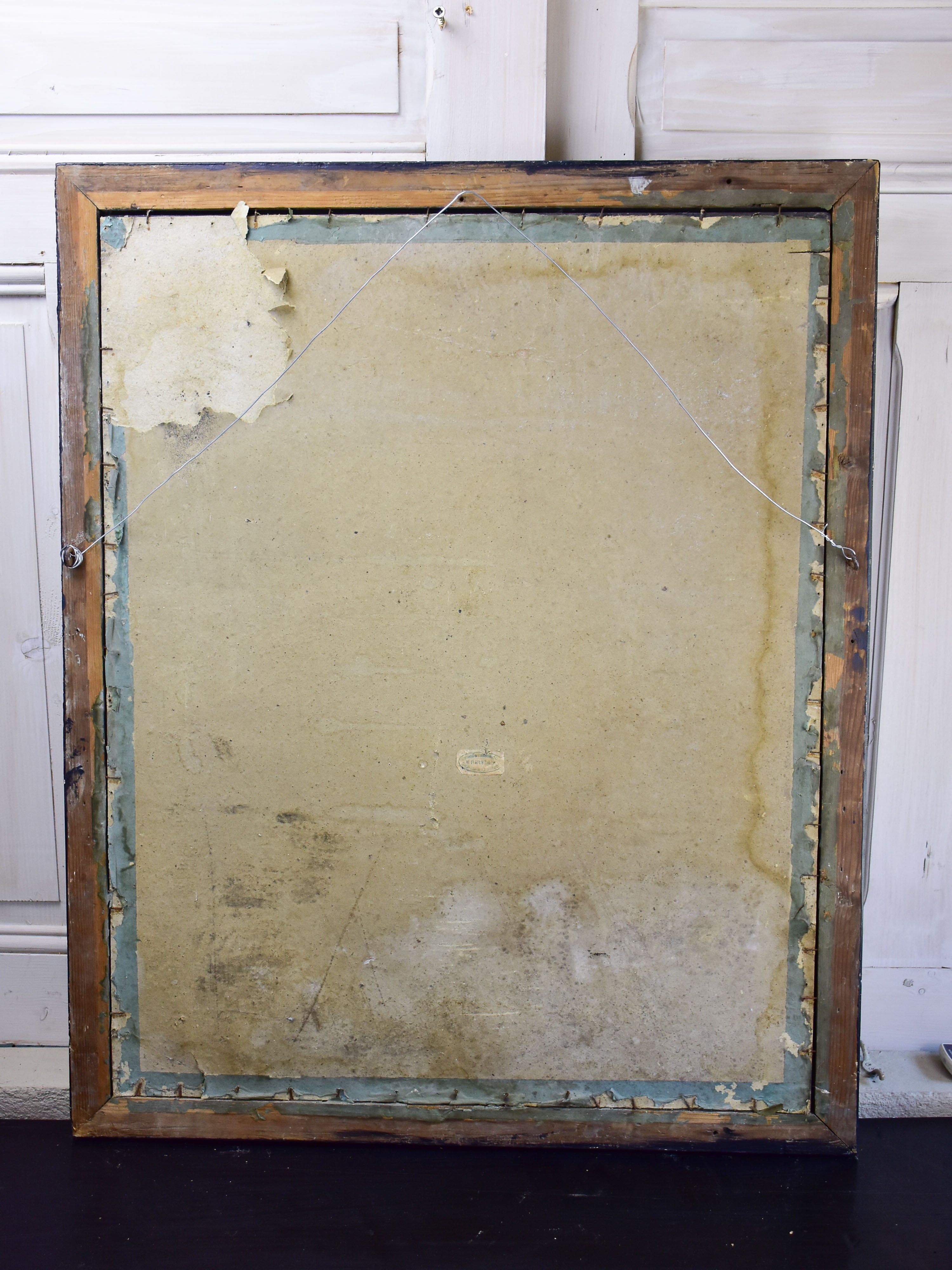 19th century French bistro mirror with black frame