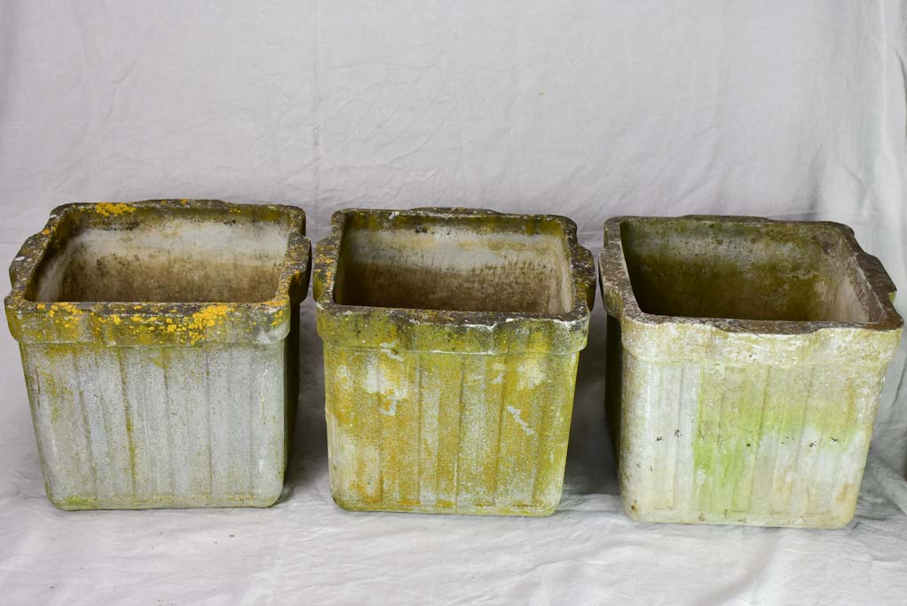 Set of three mid century Willy Guhl planters - square 17"