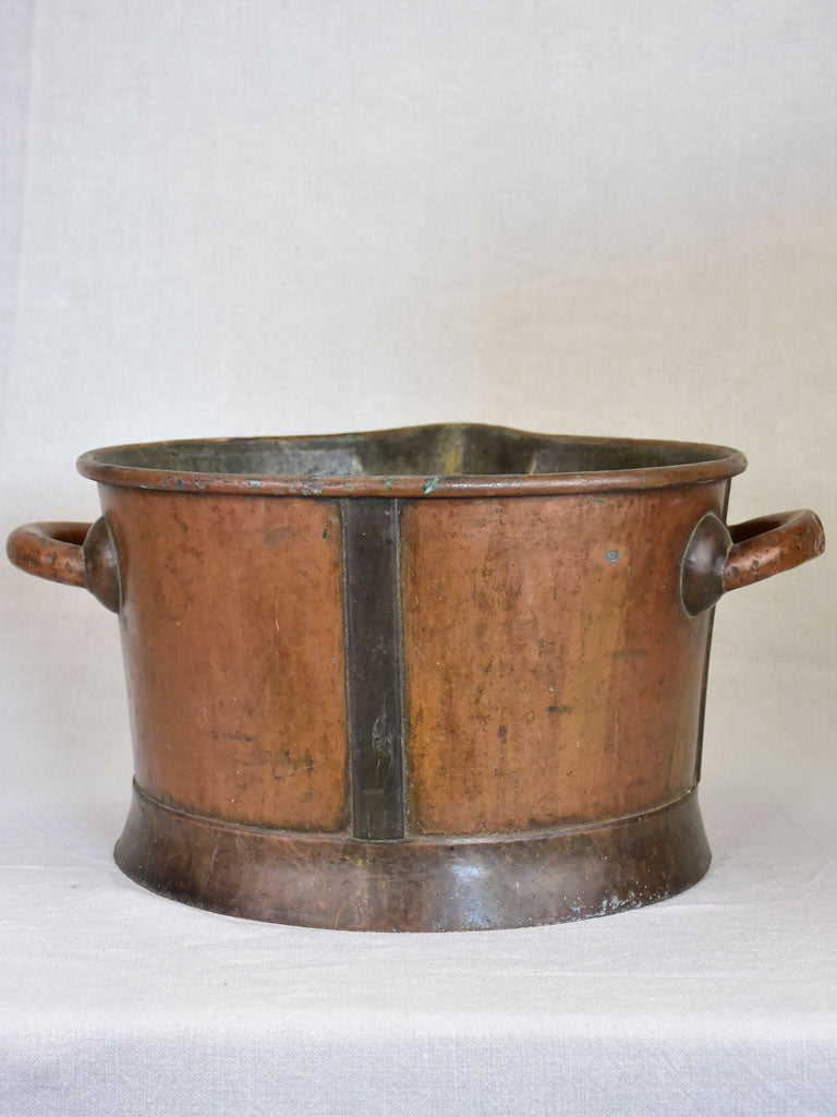 Rare 19th Century copper winemaker's basin with two handles and beak 20"