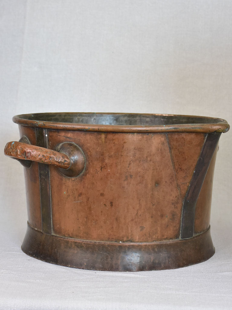 Rare 19th Century copper winemaker's basin with two handles and beak 20"