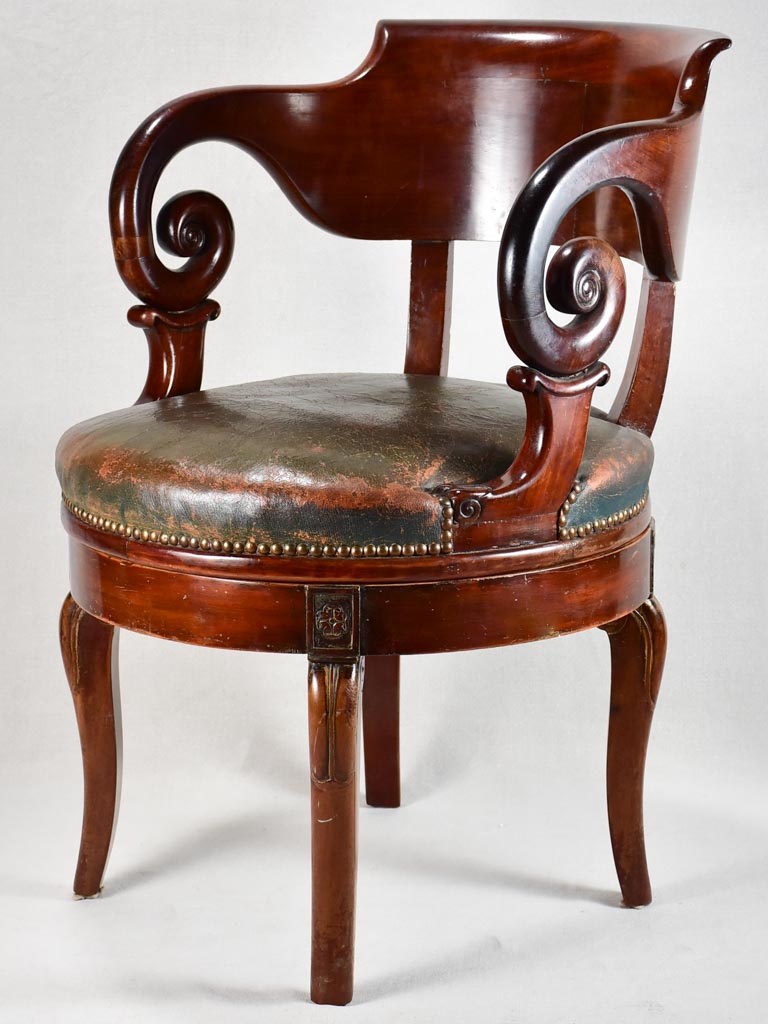 Early 19th-century Restoration office armchair - mahogany & leather