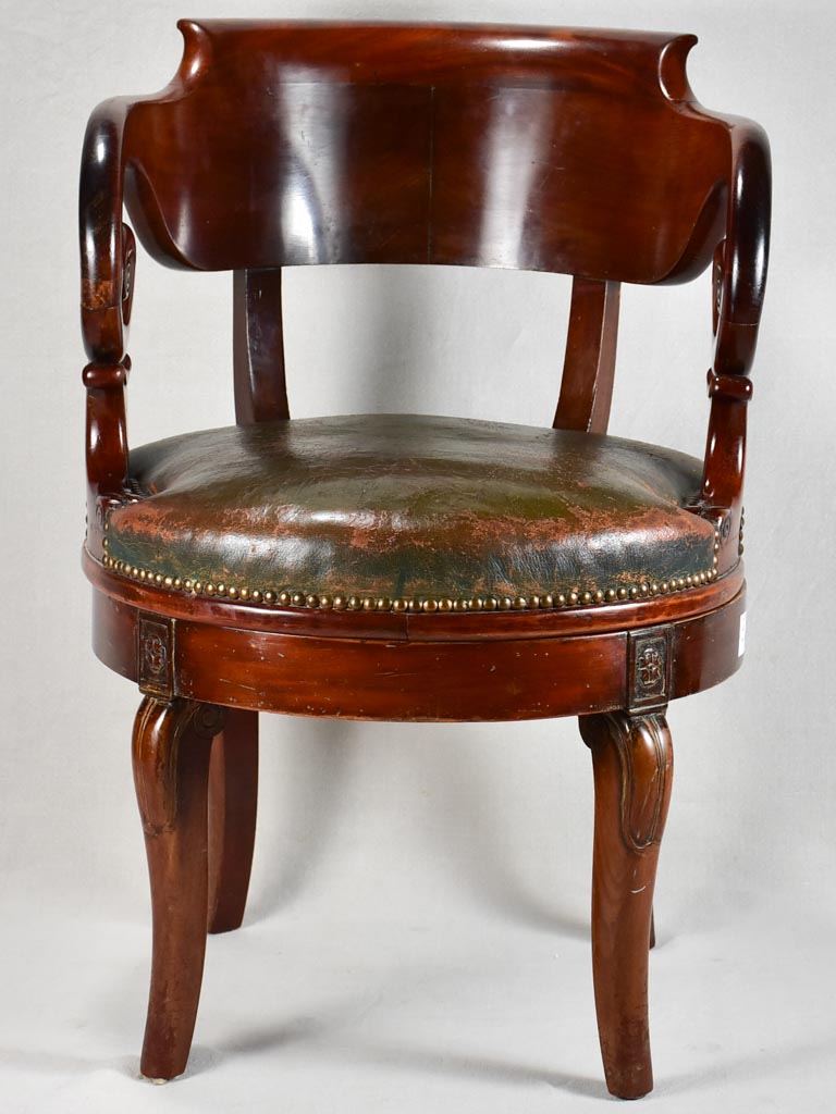 Early 19th-century Restoration office armchair - mahogany & leather