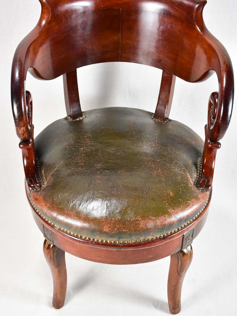 Early 19th-century Restoration office armchair - mahogany & leather