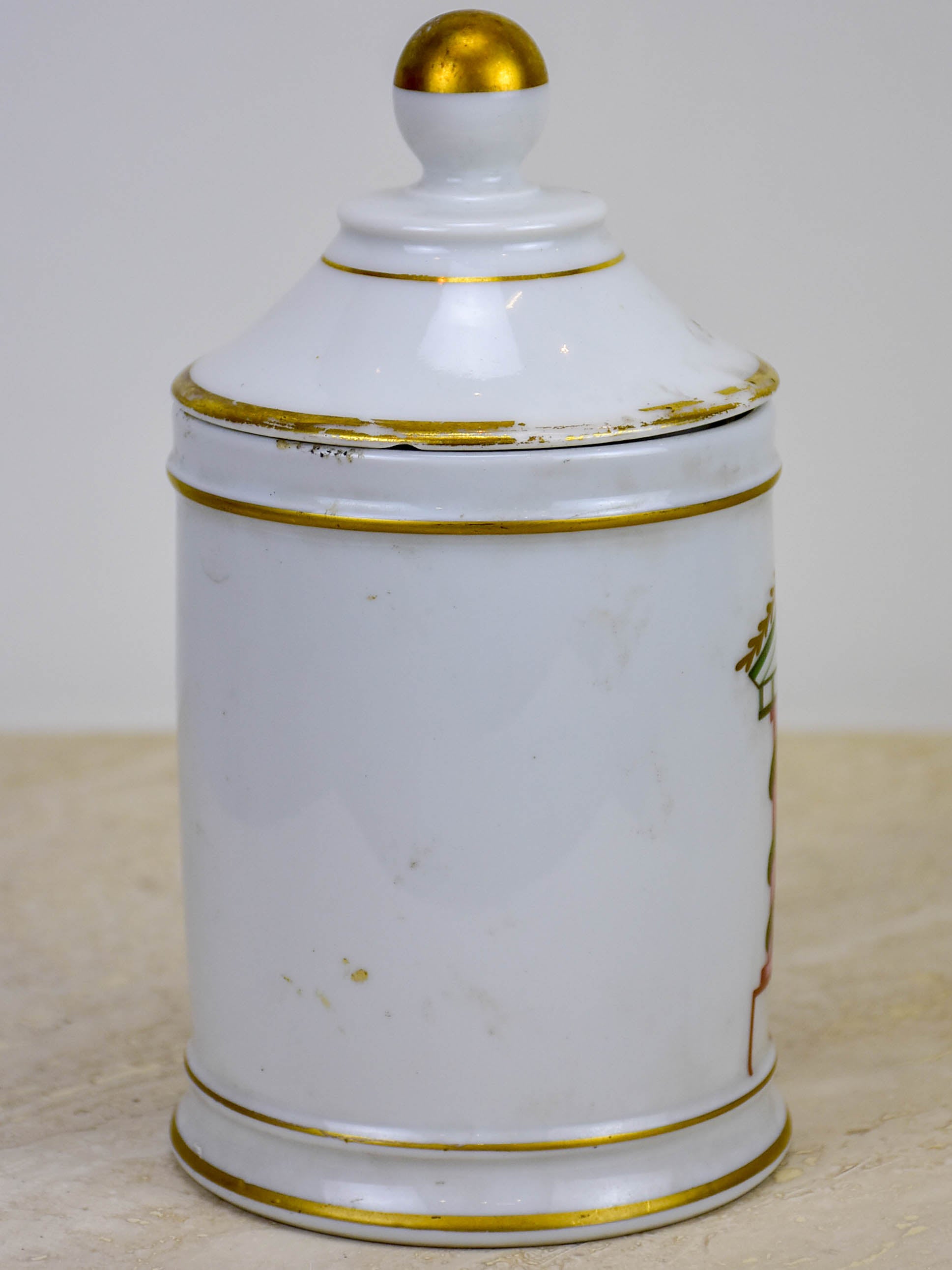 Antique French Limoges apothecary jar - Opium