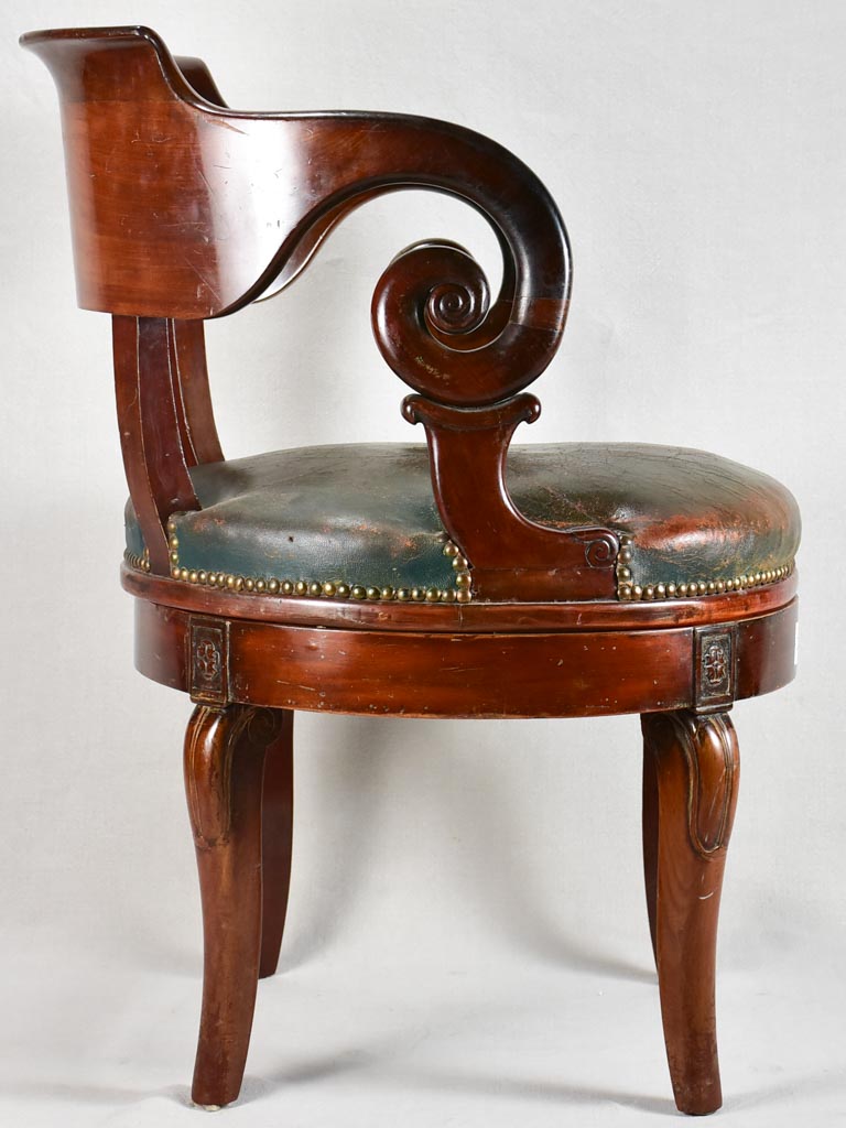 Early 19th-century Restoration office armchair - mahogany & leather