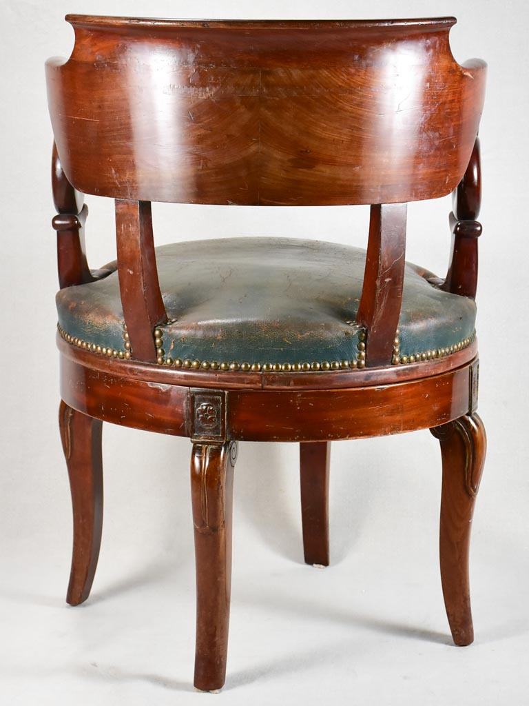 Early 19th-century Restoration office armchair - mahogany & leather