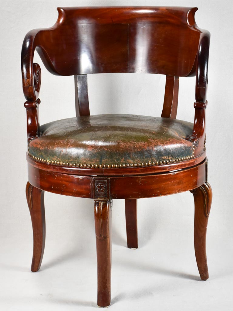 Early 19th-century Restoration office armchair - mahogany & leather