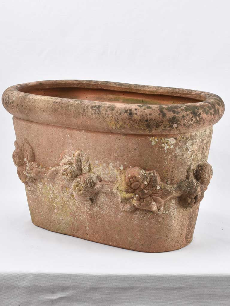 RESERVED JS Large oval terracotta planter w/ garlands 27¼"