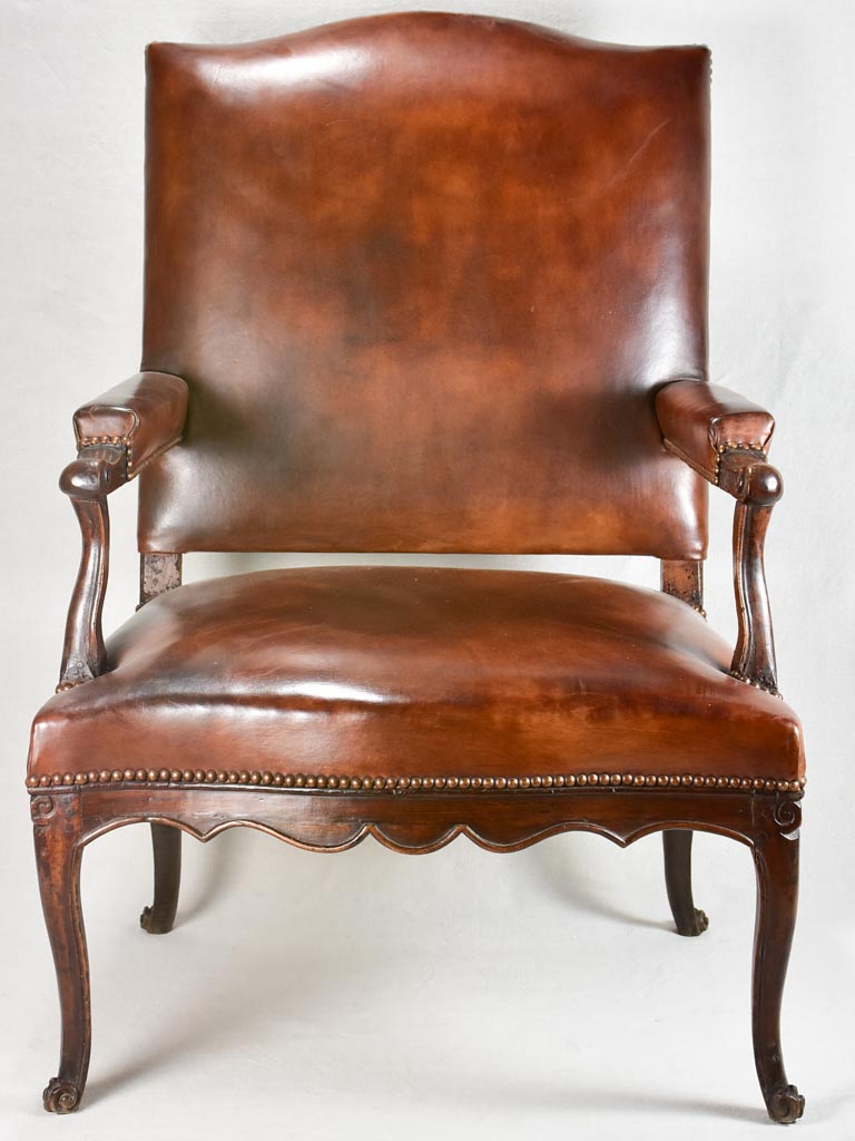 Large early 18th-century leather armchair