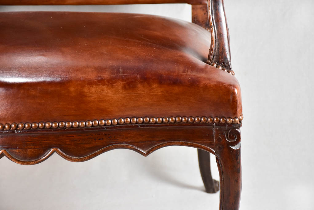 Large early 18th-century leather armchair