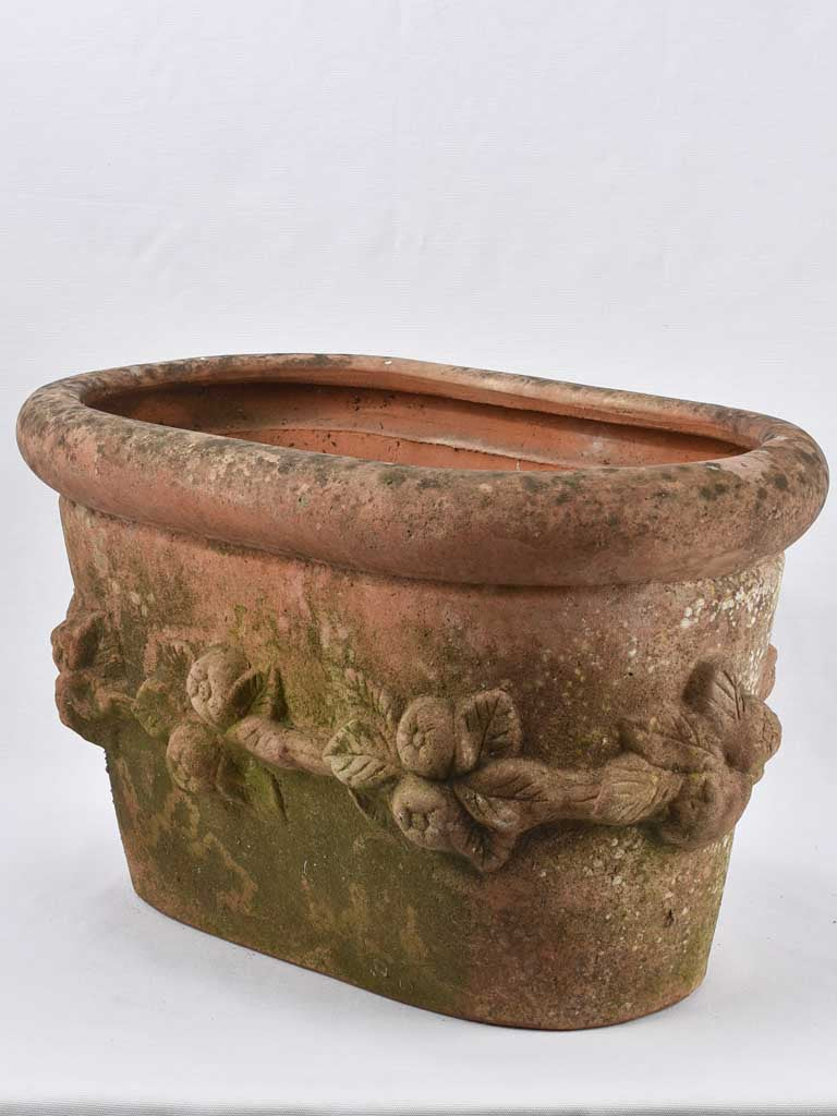 RESERVED JS Large oval terracotta planter w/ garlands 27¼"