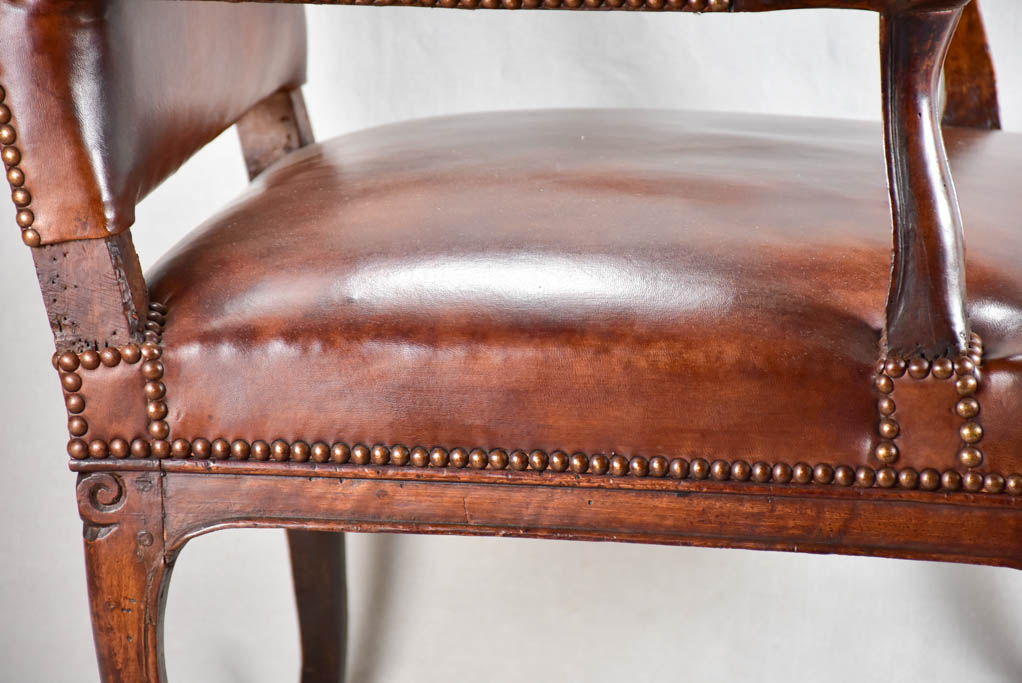 Large early 18th-century leather armchair