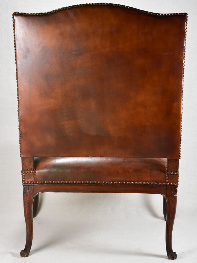 Large early 18th-century leather armchair