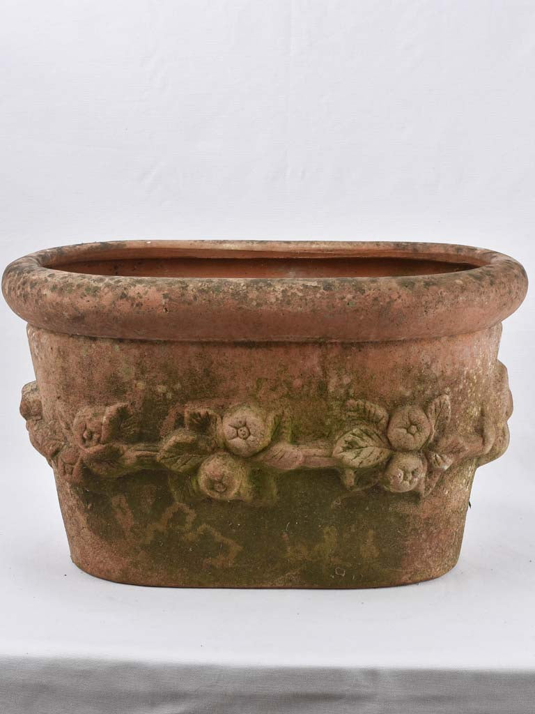 RESERVED JS Large oval terracotta planter w/ garlands 27¼"