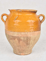 Antique French confit pot with ocher glaze 9"