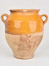 Antique French confit pot with ocher glaze 9"