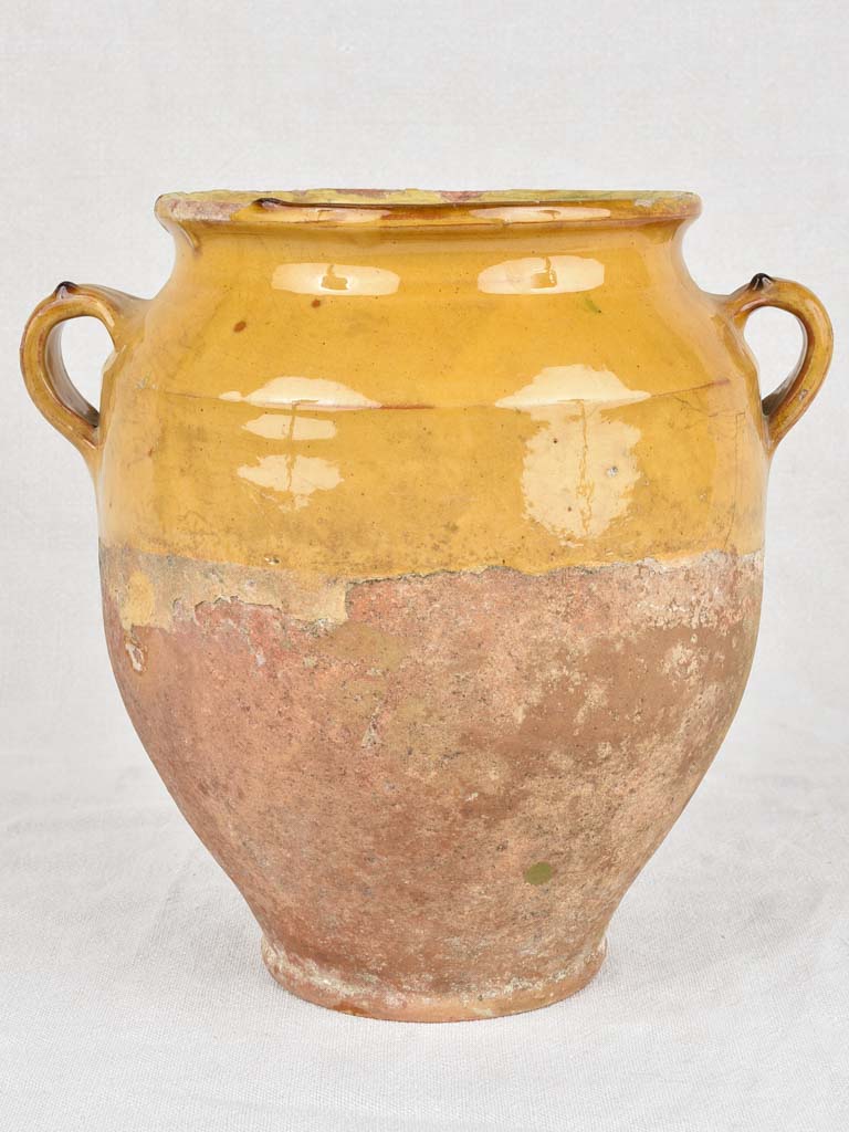 Antique French Confit Pot With Yellow Glaze 11