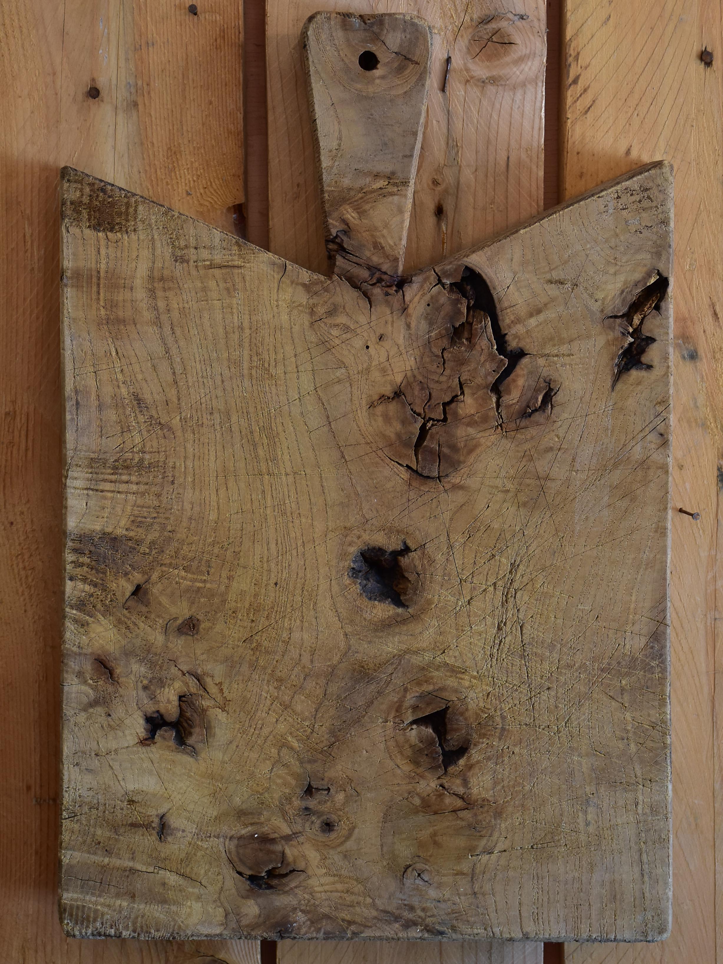 Antique French cutting board with pointed corners