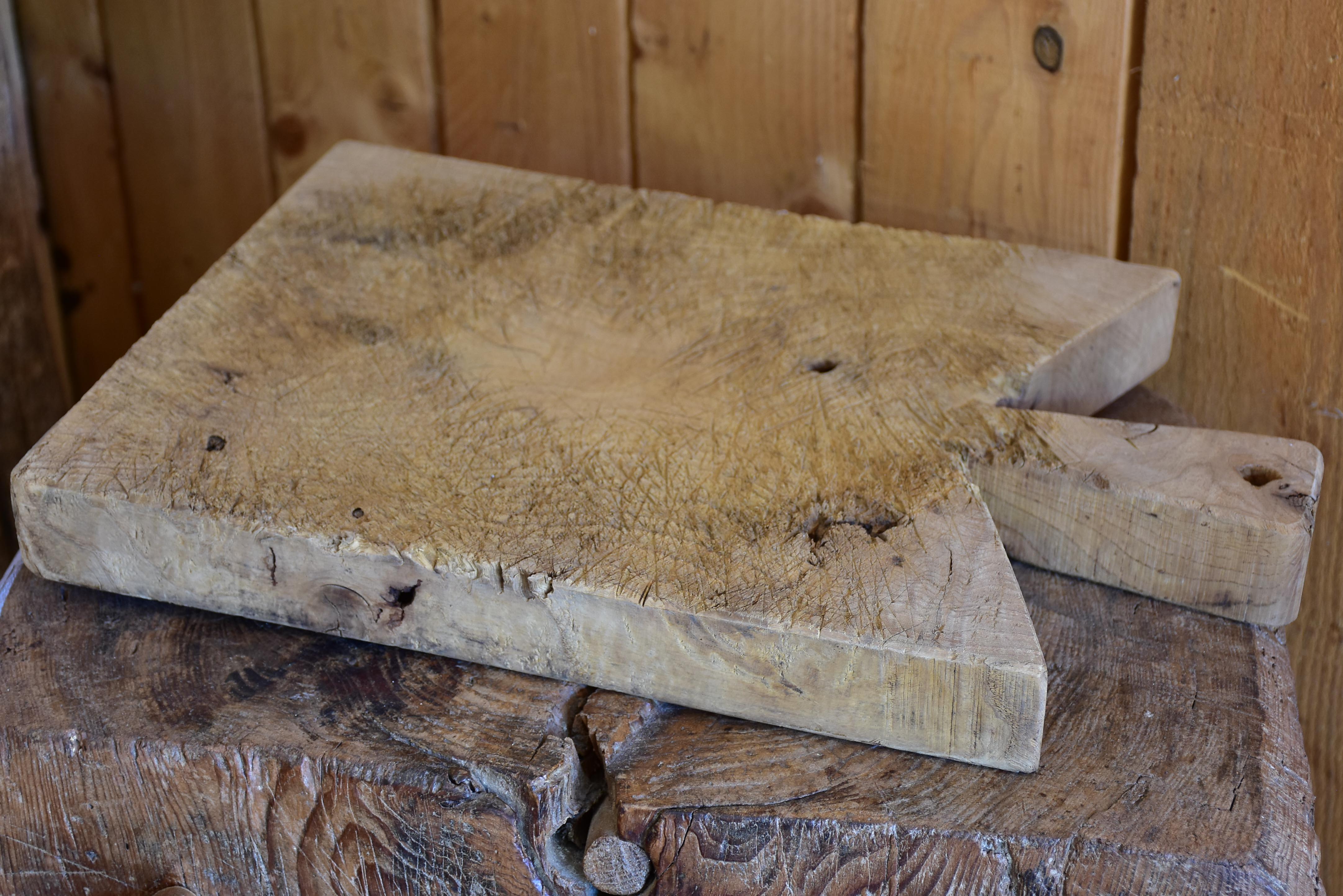 Antique French cutting board with pointed corners