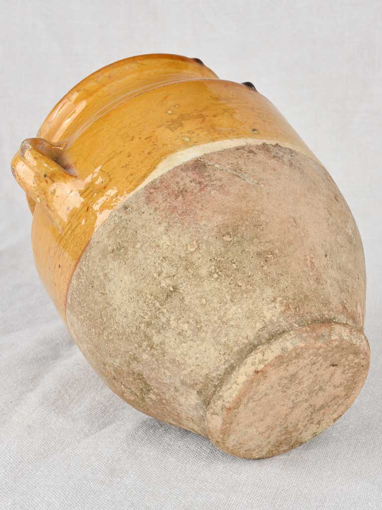 Large antique French confit pot, yellow ocher 12¼"