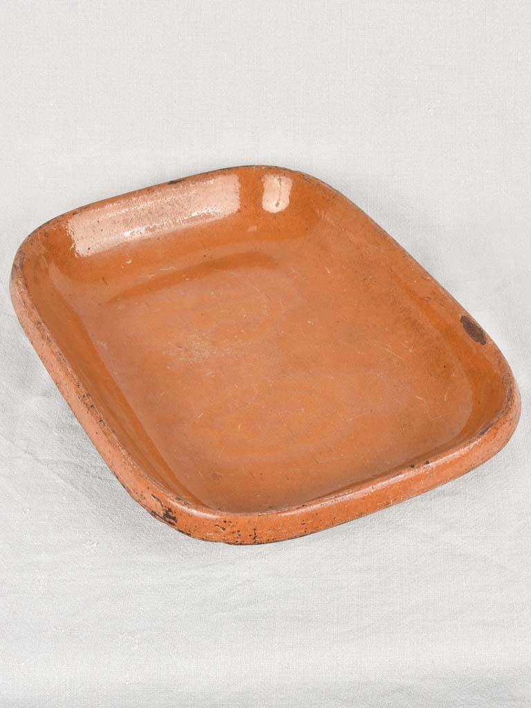 Large antique French clay Caillette cooking dish from Provence 18"