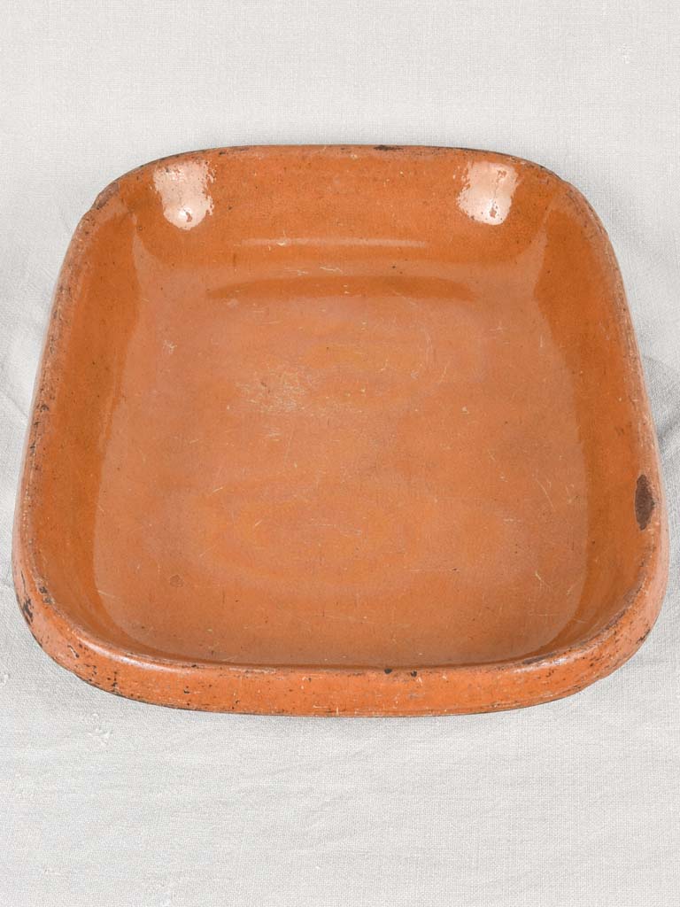 Large antique French clay Caillette cooking dish from Provence 18"