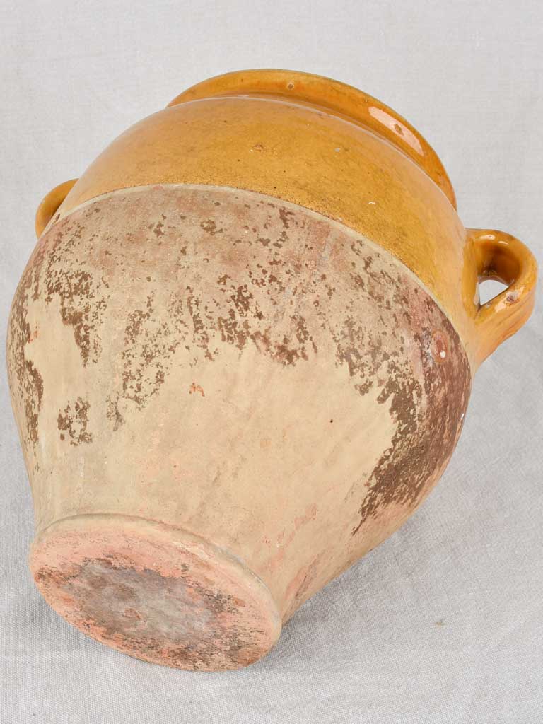 Large antique French confit pot, yellow ocher 12¼"