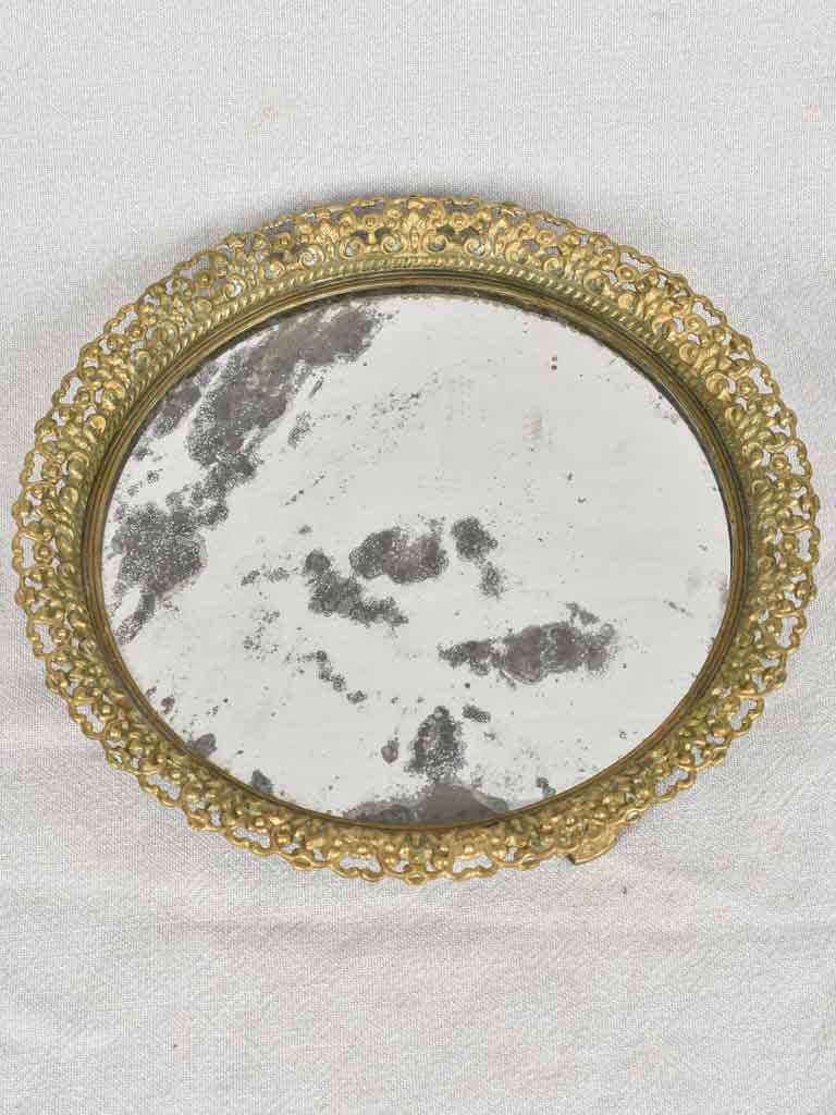 Antique French Bronze Mirrored Tray