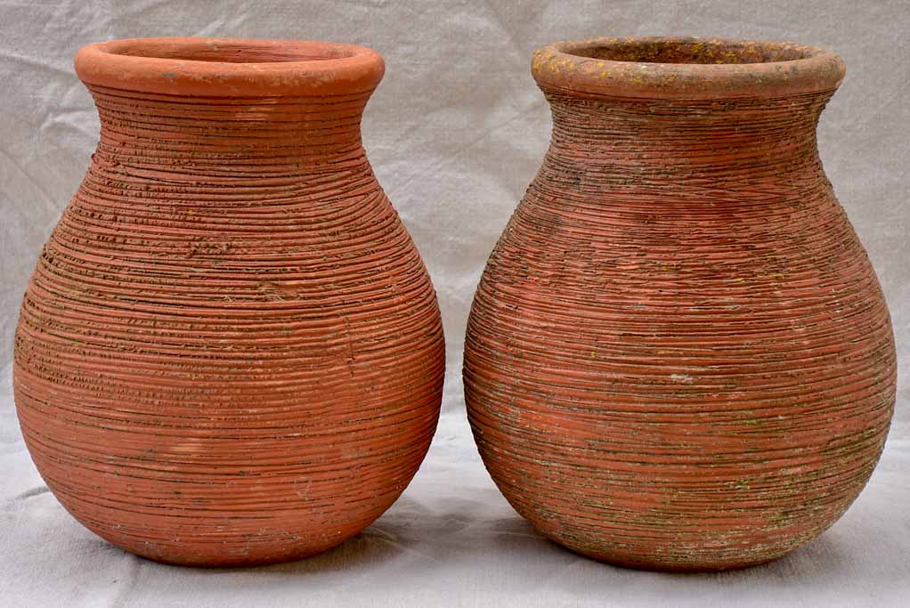 Pair of vintage terracotta planters 12½"