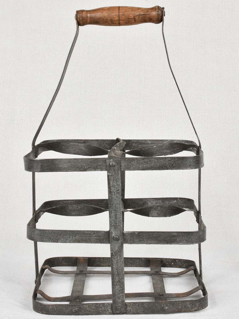 Riveted antique bottle carrier 4 bottles