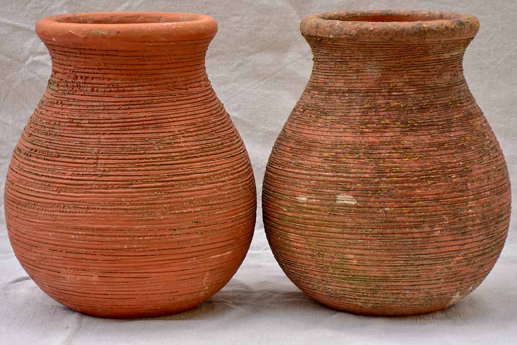 Pair of vintage terracotta planters 12½"