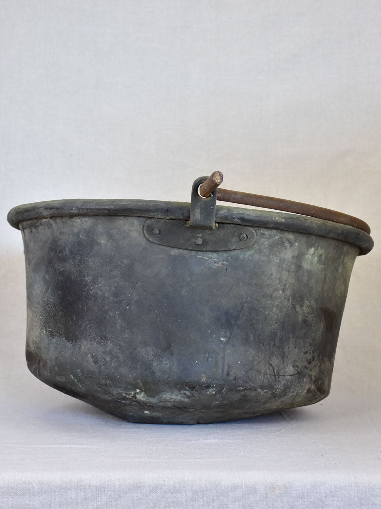 19th Century French copper cauldron from a winery in Burgundy 21¾"