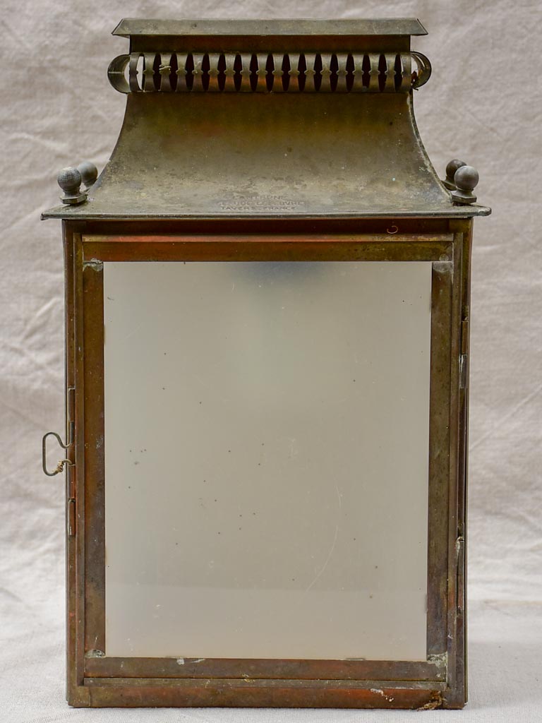 19th Century French wall sconce lantern with opaque glass Claude Leferbe Tayers France 17"