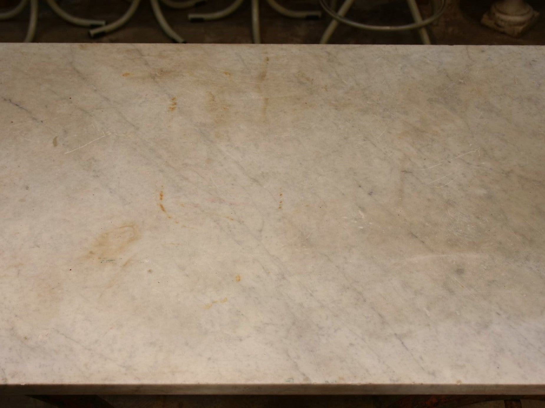 French antique butcher’s table with marble top