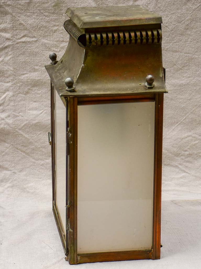 19th Century French wall sconce lantern with opaque glass Claude Leferbe Tayers France 17"