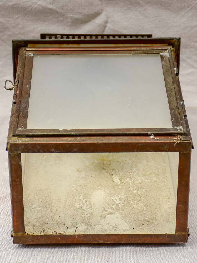 19th Century French wall sconce lantern with opaque glass Claude Leferbe Tayers France 17"