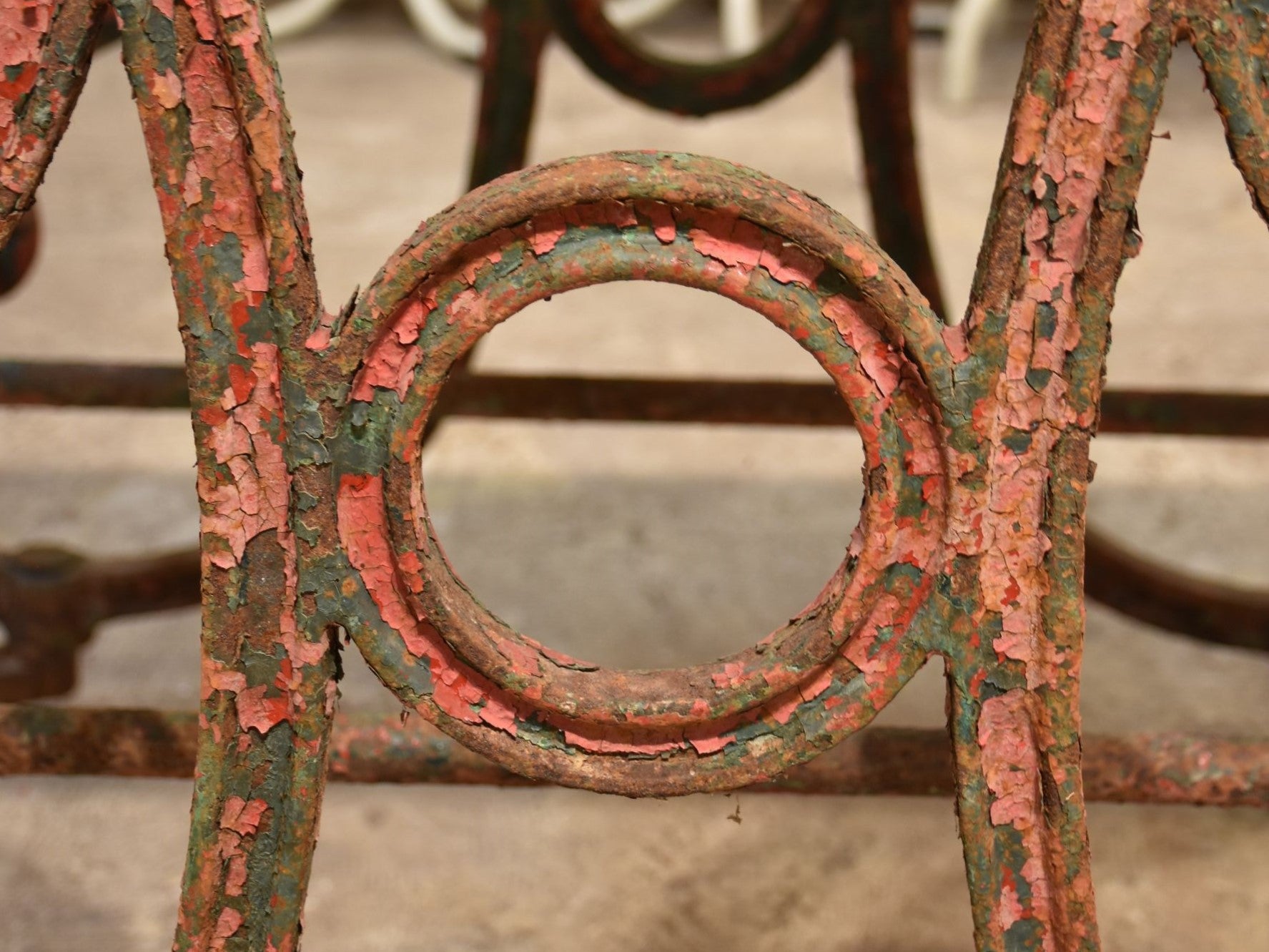 French antique butcher’s table with marble top