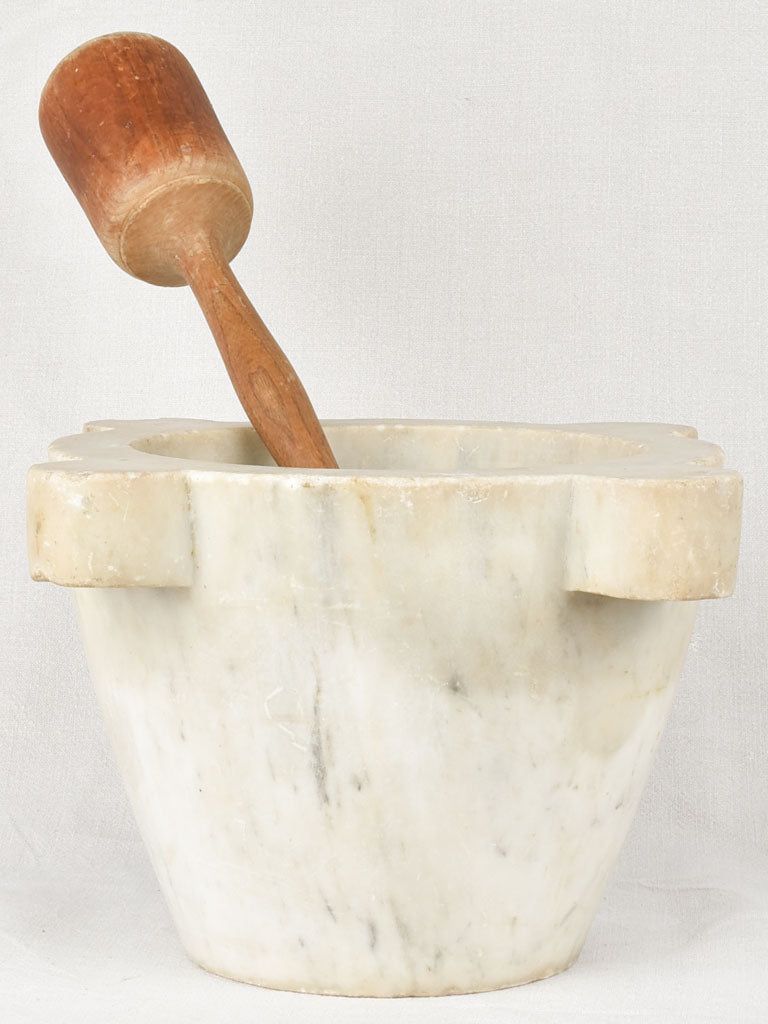 Very large antique marble mortar and pestle