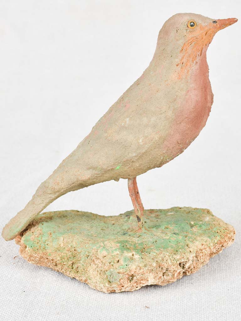 Artisan-made sculpture of a small pink bird 6¼"