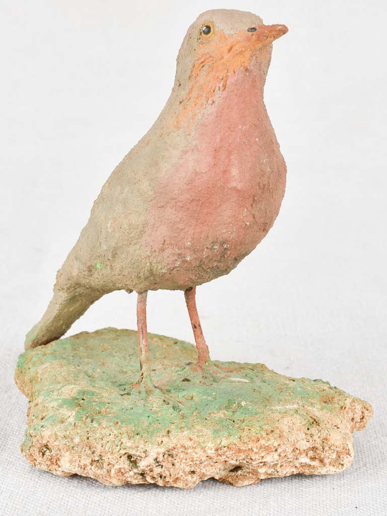 Artisan-made sculpture of a small pink bird 6¼"