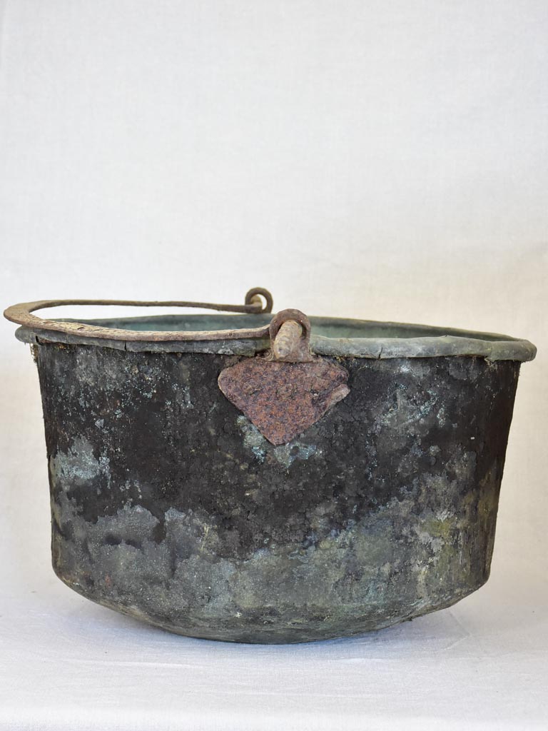 18th Century French winemaker's copper cauldron with black patina 21¼"