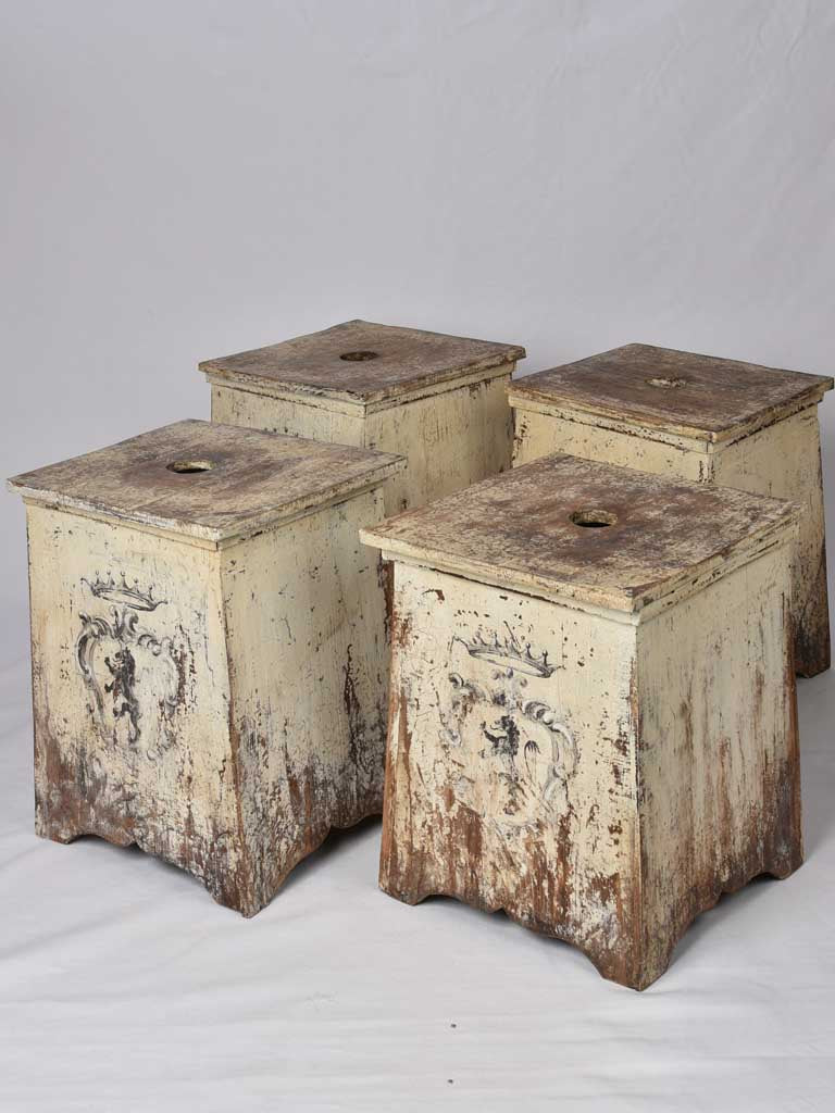 4 antique Italian stools - hand painted 18½"