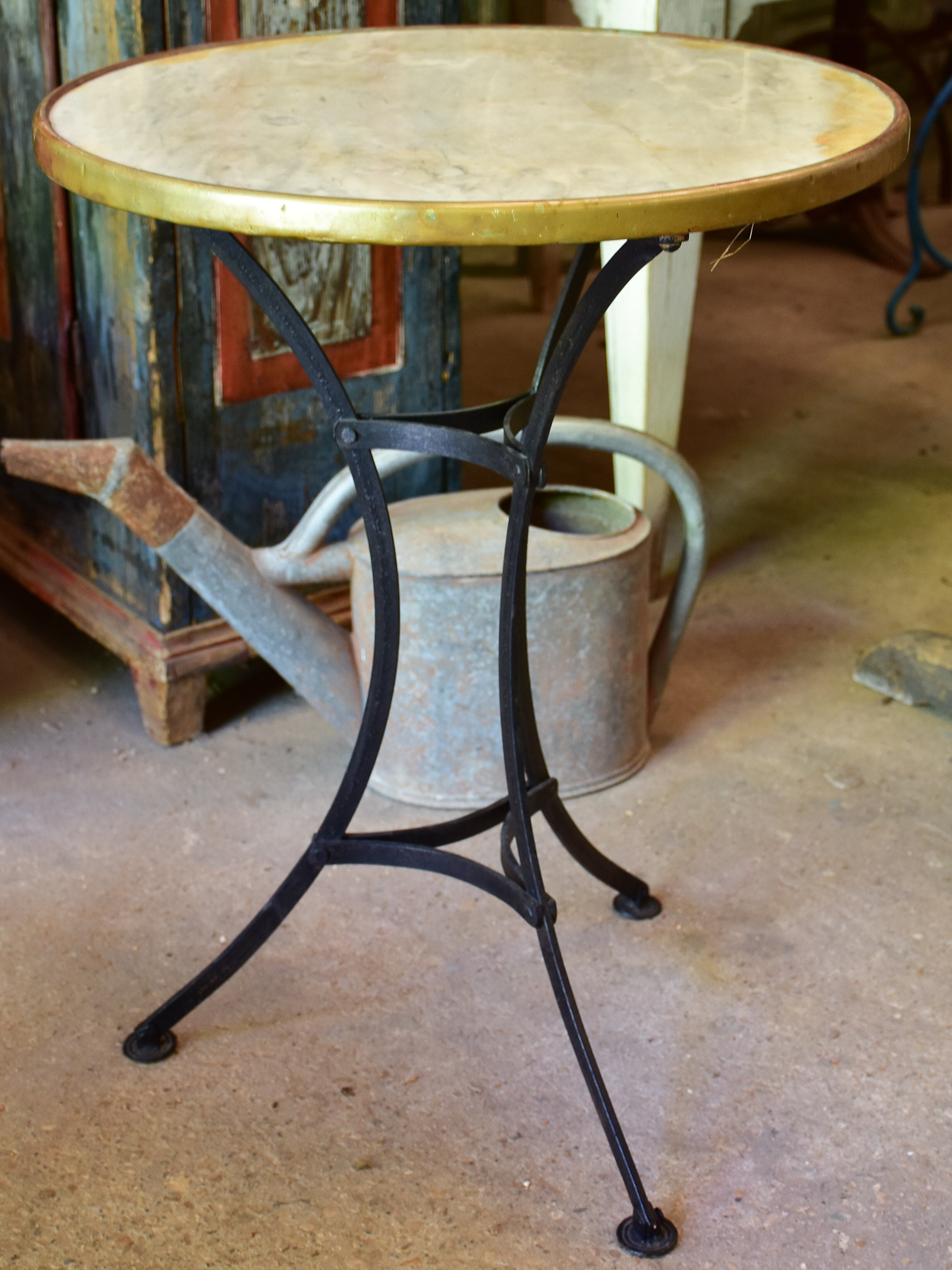 Antique French marble-top bistro table