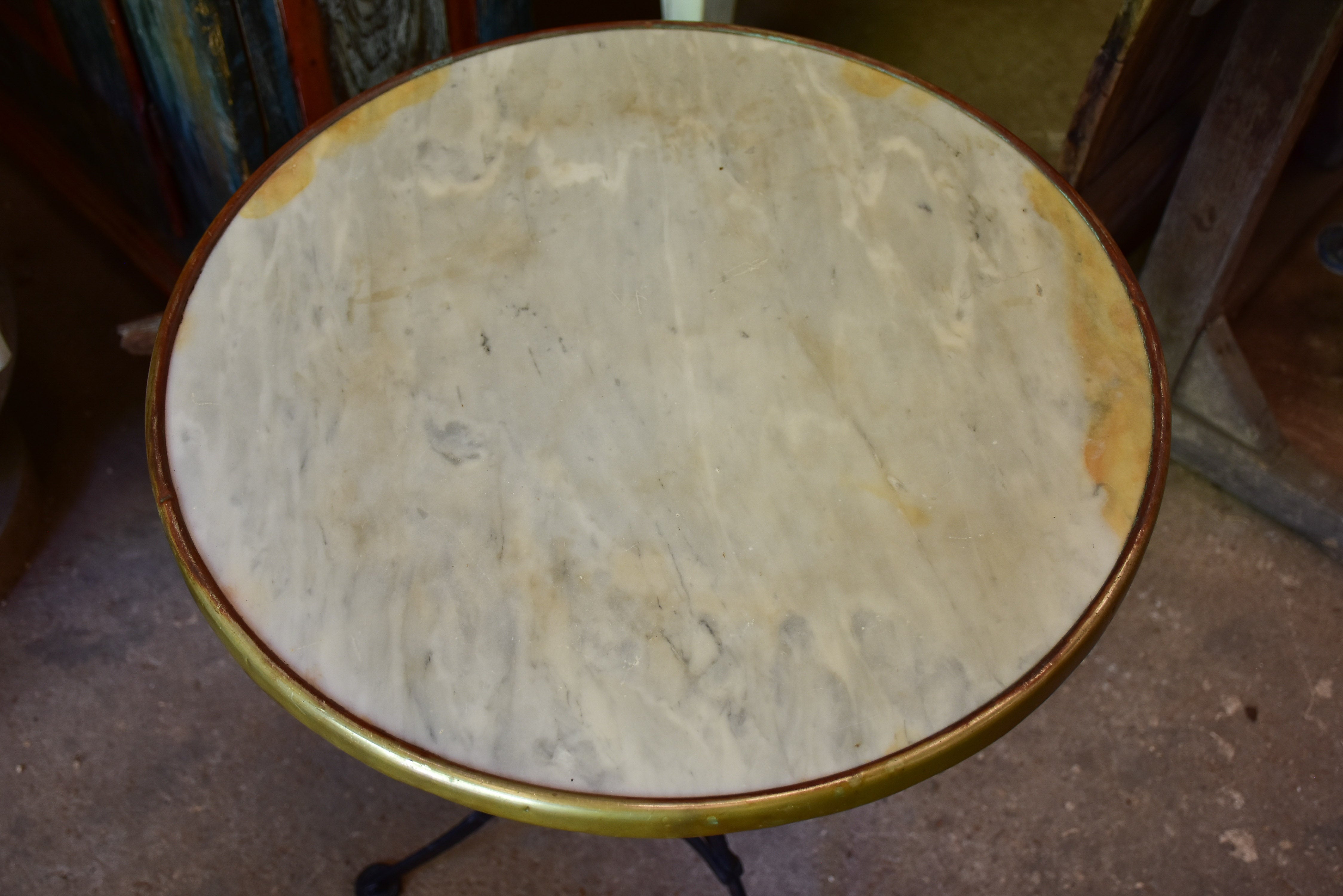 Antique French marble-top bistro table