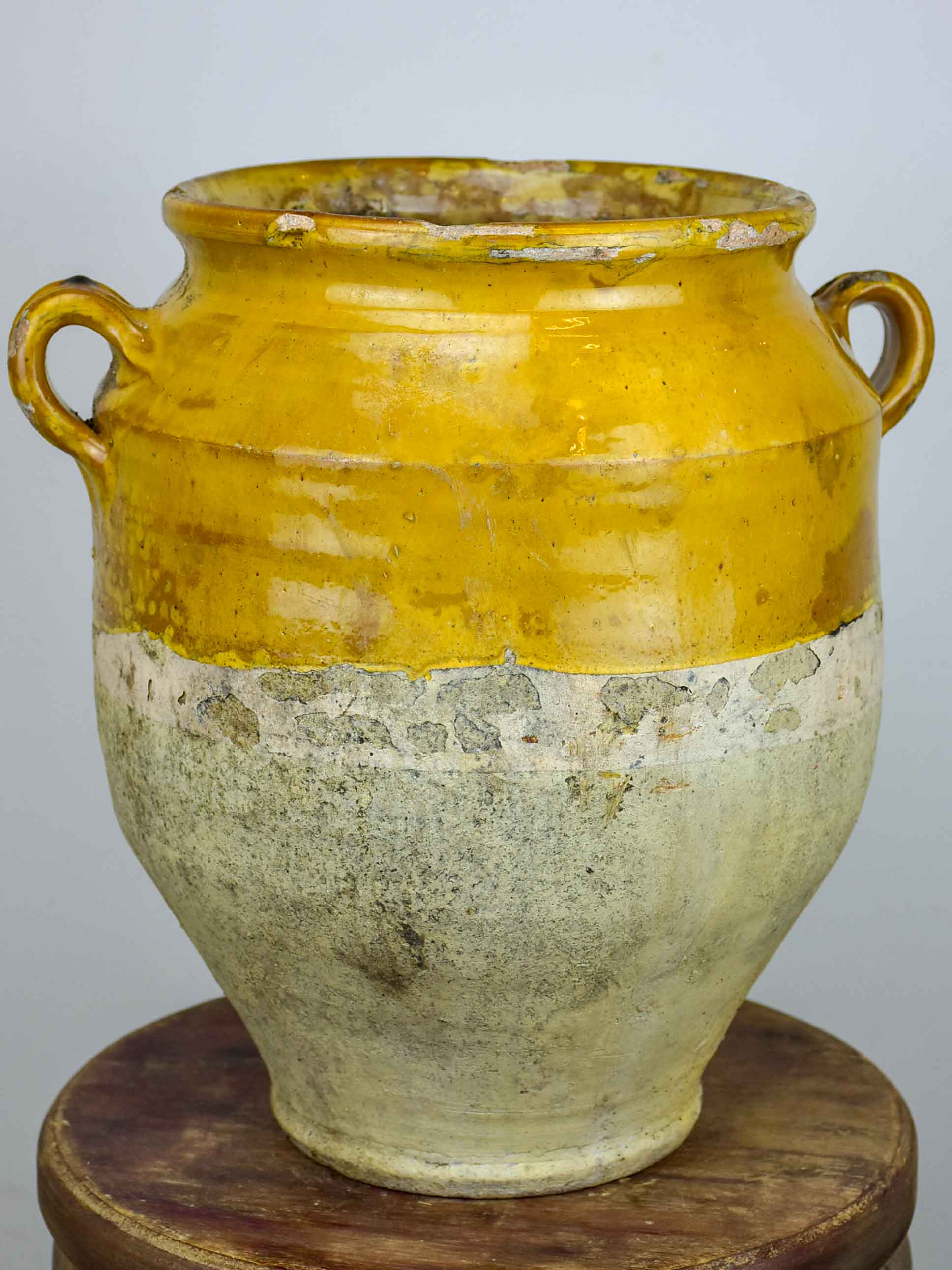 Large 19th Century Confit pot with orange glaze - 14 ½''