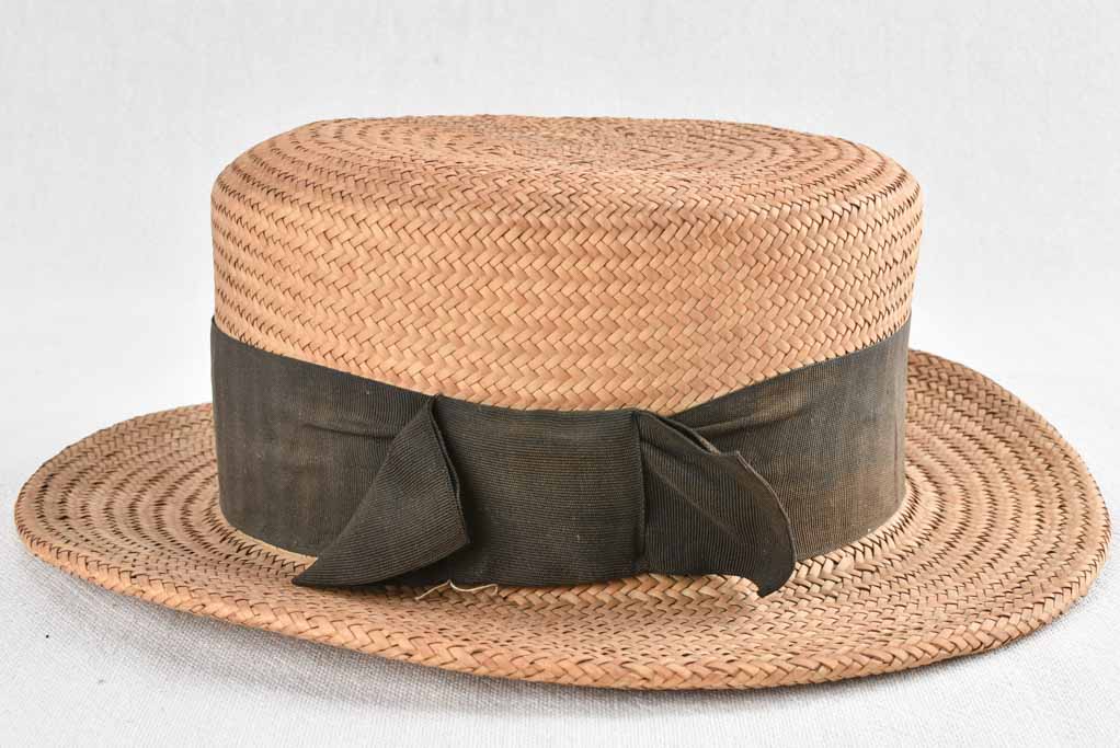 Collection of 7 early 20th century French boater hats - mens