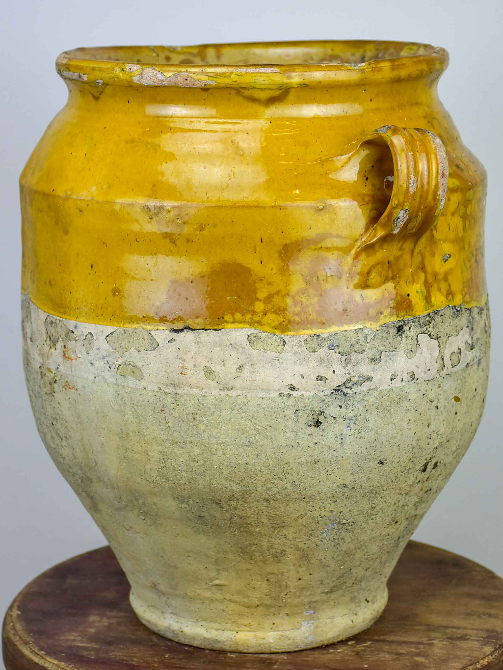 Large 19th Century Confit pot with orange glaze - 14 ½''