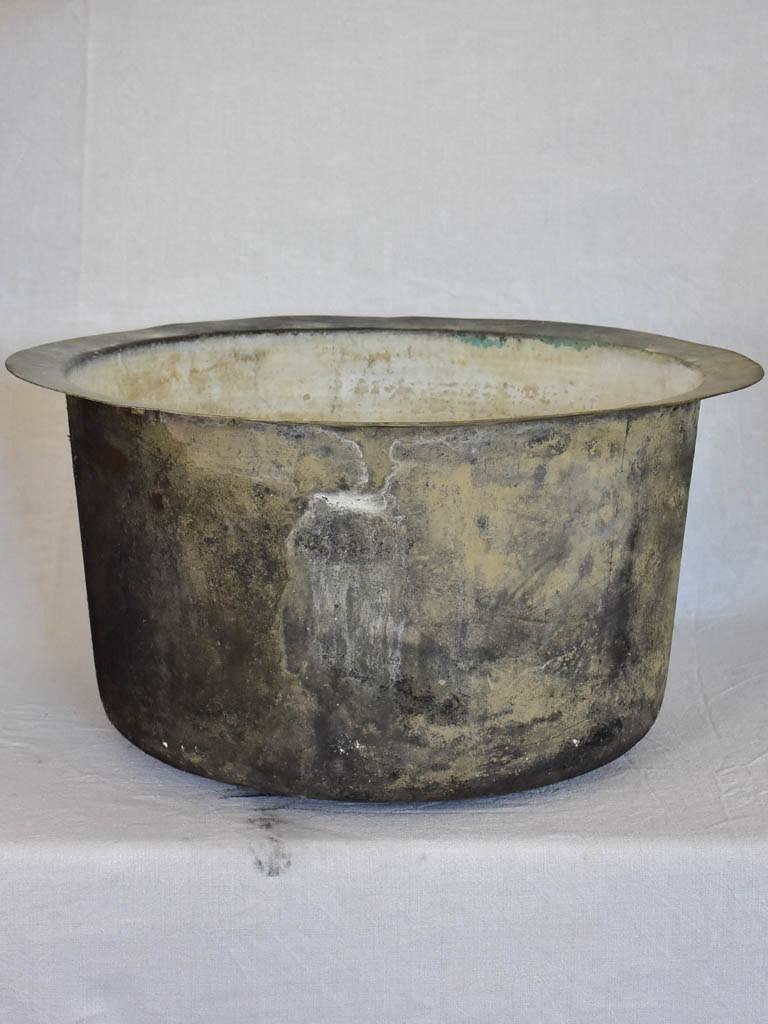 Large antique French copper planter from Burgundy with black patina 29½"