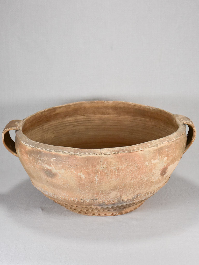 Large 19th-century Spanish clay bowl 25½"