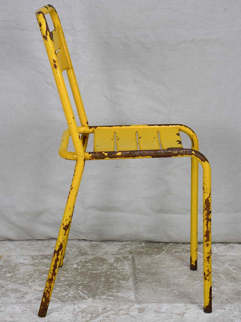 12 yellow metal 1950s Tolix chairs - stackable